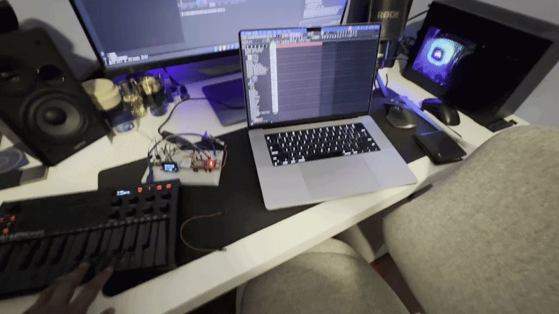 End-to-end test — Akai MPK Mini III playing into midi2BLE, MIDI arriving on FL Studio on the Mac over BLE
