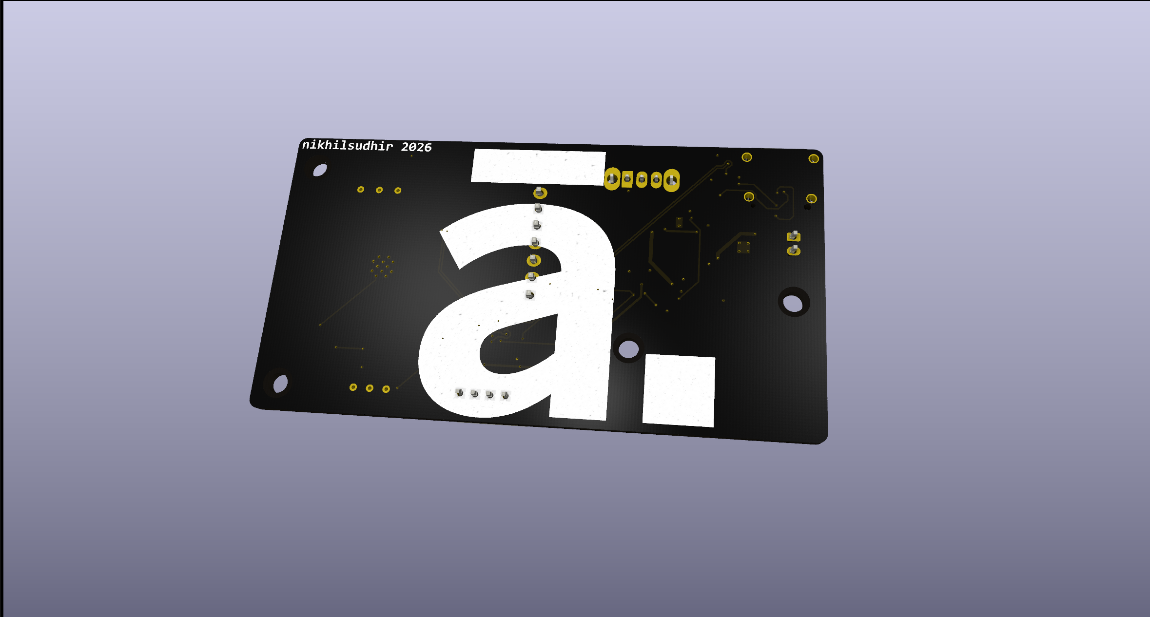 KiCad 3D render of the midi2BLE PCB bottom side showing the āvega systems logo